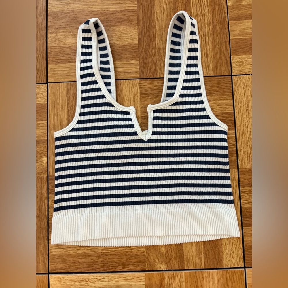 Bozzolo Navy and White Striped Tank Top